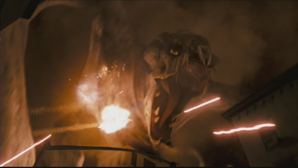 The monster comes into view.