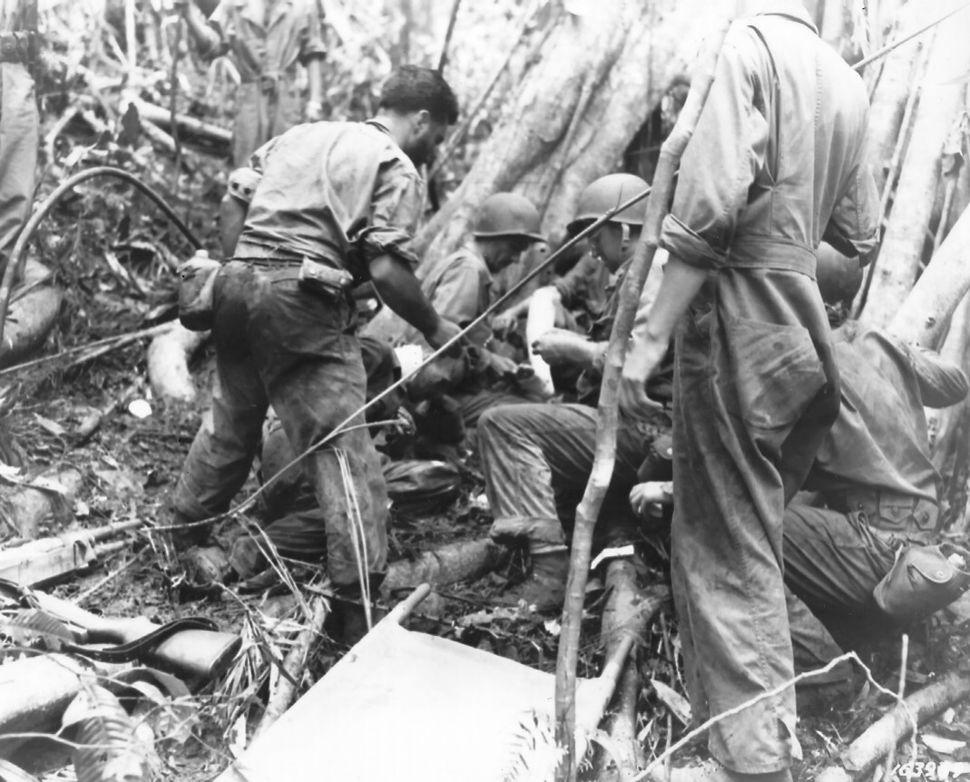 Litter bearers on Guadalcanal.