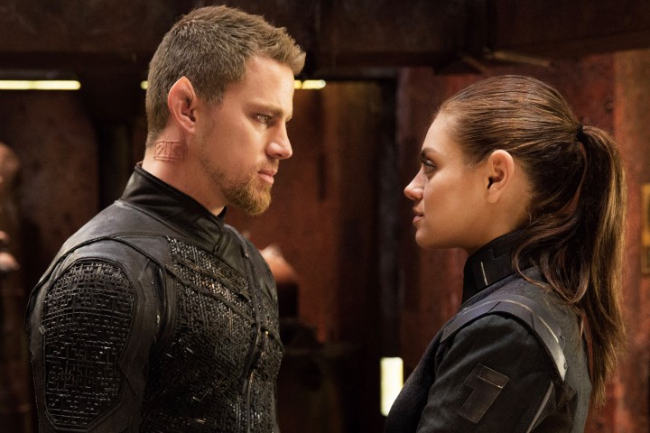 JUPITER ASCENDING - 2015 FILM STILL - Channing Tatum as Caine and Mila Kunis as Jupiter Jones - Photo Credit: Murray Close © 2015 Warner Bros. Entertainment Inc.