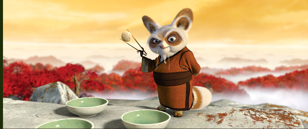 Master Shifu, voiced by Dustin Hoffman.