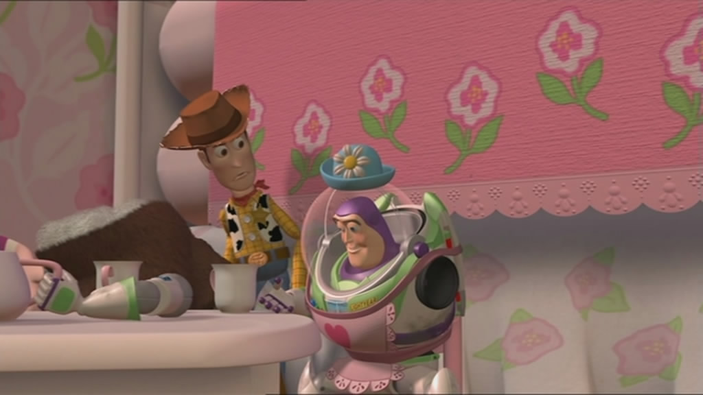 Buzz flips out, and takes high tea with Mrs Nesbitt. Woody can't understand it.