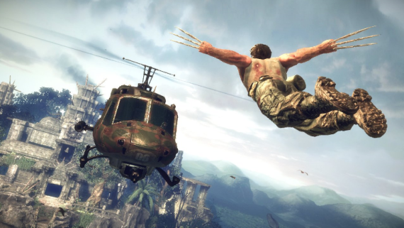 633695421909596569 Wolverine flies towards a helicopter.